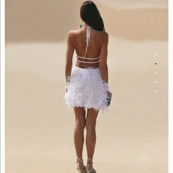 Cult Gaia Valé Ostrich Feather Halter Mini Dress - Picture 4 of 17